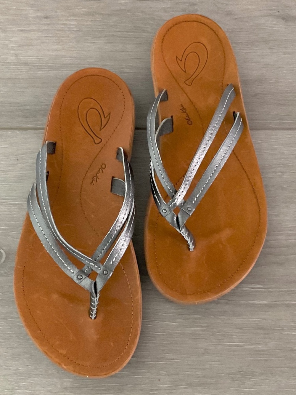 OLUKAI Women's U'l Thong Sandal in Pewter Size 6